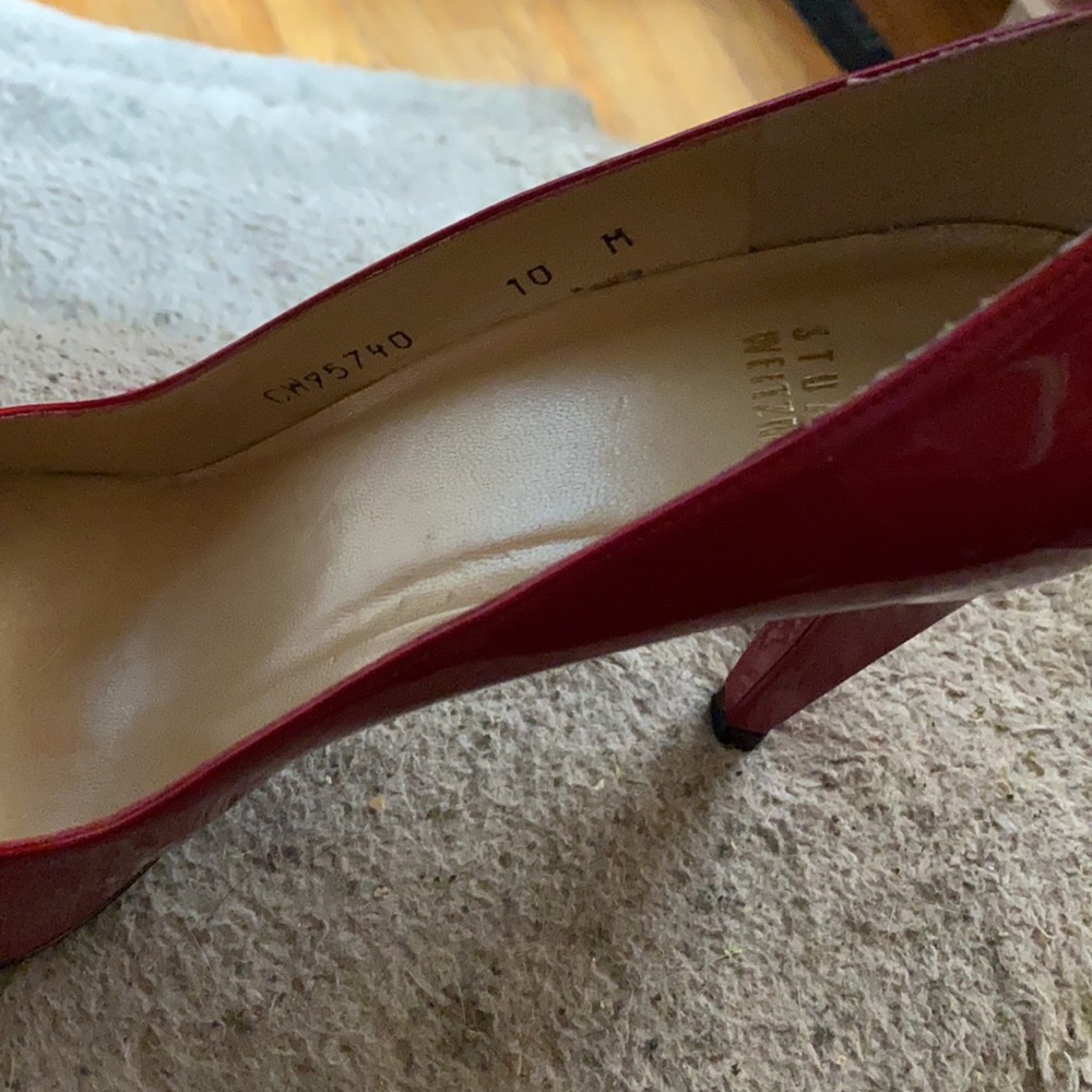 Stuart Weitzman Red Open Toe Shoes Size 10 - image 3
